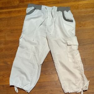 Casual White Jogger Pants with Gray Details